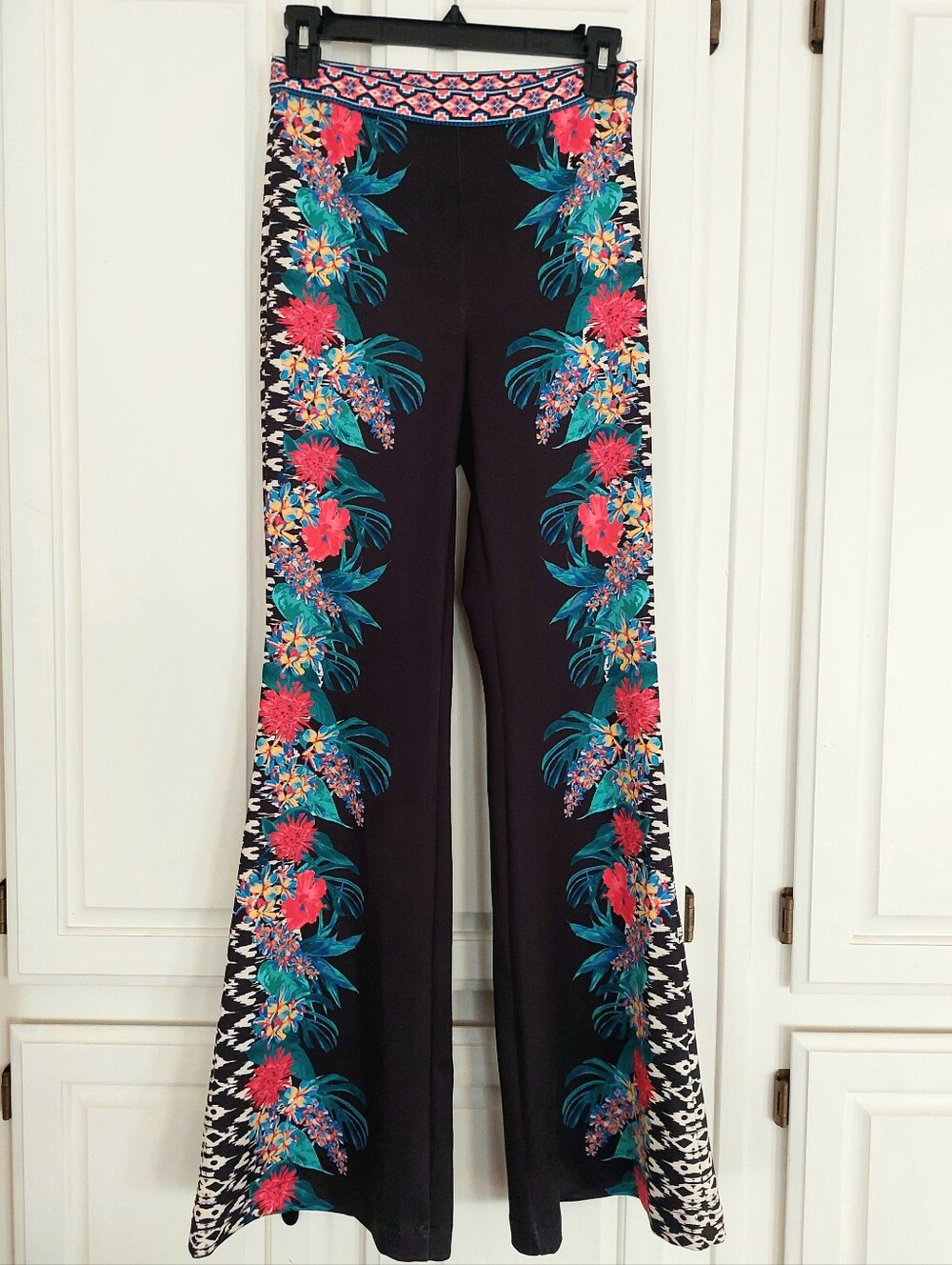 Flying Tomato Tropical Floral High-Waisted Wide-Leg Flare Pants – Size S